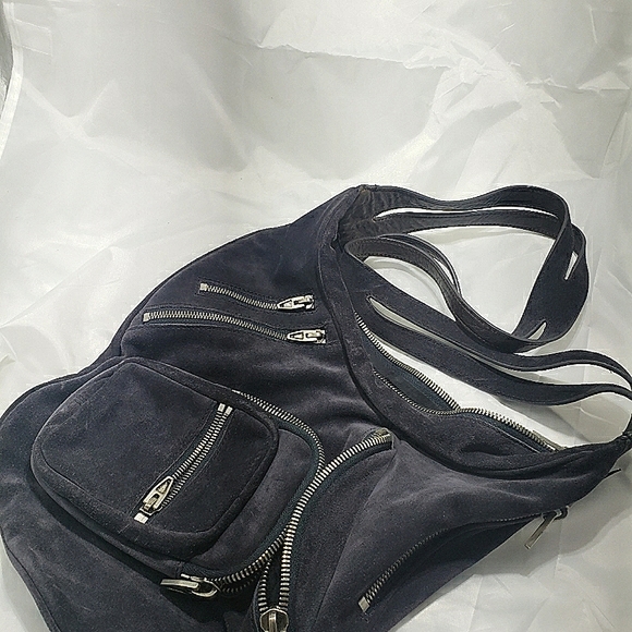 Alexander Wang Eniko Gunny Sack in Navy Suede. - Picture 3 of 8